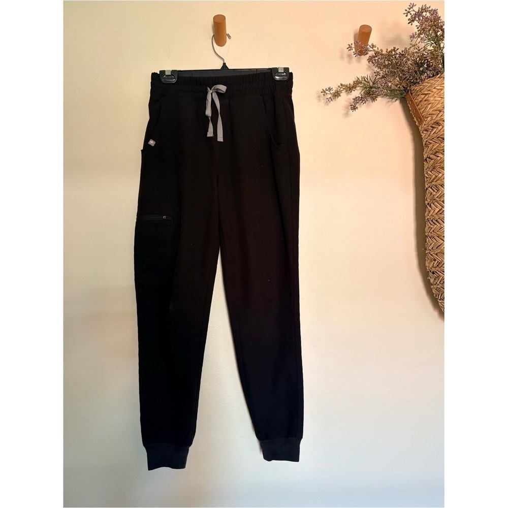 FIGS Zamora Jogger Scrub Pants Black XS Petite 6 Pocket Medical Scrubs